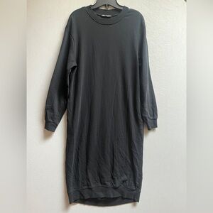 Zara Crewneck classic black sweatshirt midi cotton dress Sz S
